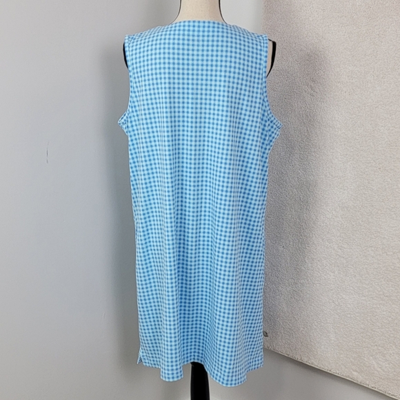 Lands' End Blue And White Gingham Check Sleeveless Jersey Swim Cover Up Dress XL - Picture 3 of 14